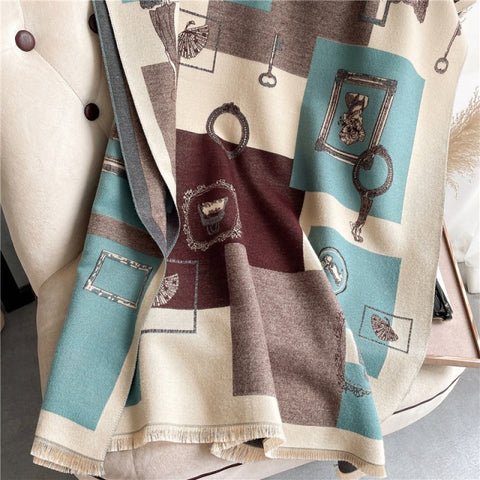 Long double-sided cashmere shawl scarf Inpluser