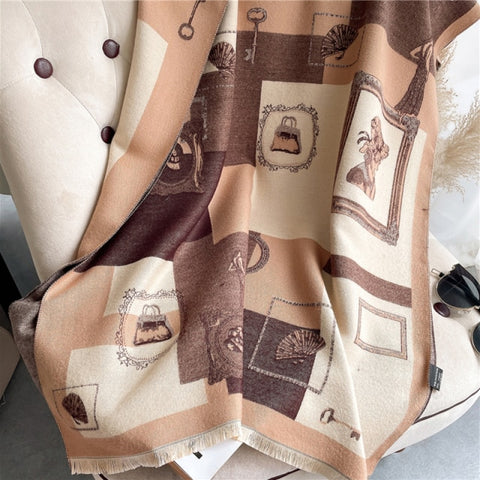 Long double-sided cashmere shawl scarf Inpluser