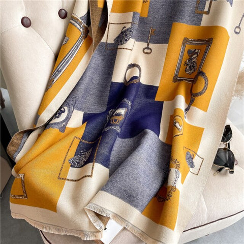 Long double-sided cashmere shawl scarf Inpluser