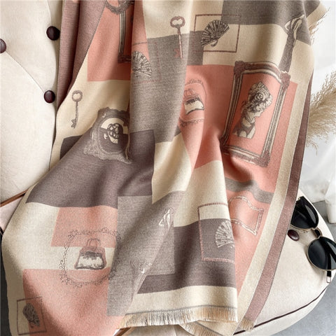 Long double-sided cashmere shawl scarf Inpluser