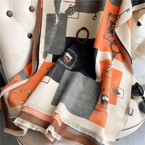 Long double-sided cashmere shawl scarf Inpluser