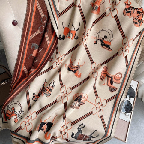 Long double-sided cashmere shawl scarf Inpluser