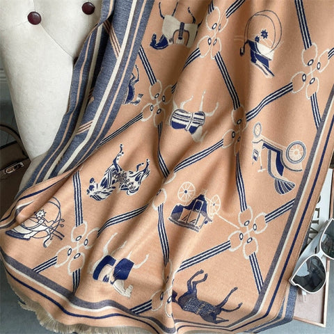 Long double-sided cashmere shawl scarf Inpluser