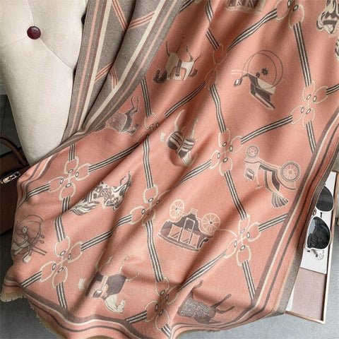 Long double-sided cashmere shawl scarf Inpluser