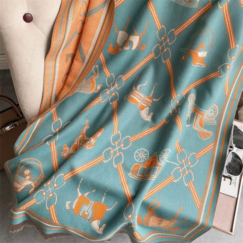 Long double-sided cashmere shawl scarf Inpluser