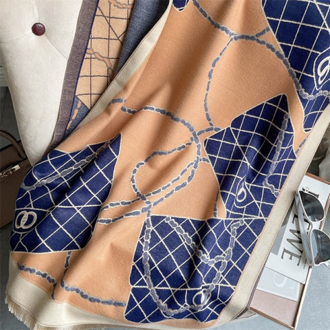 Long double-sided cashmere shawl scarf Inpluser