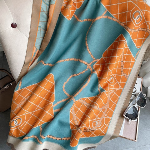 Long double-sided cashmere shawl scarf Inpluser