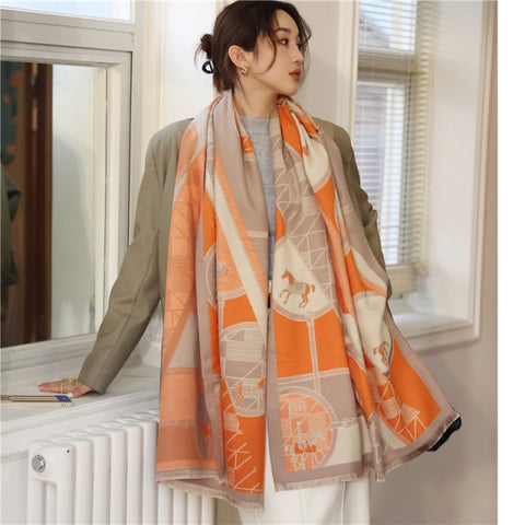 Long double-sided cashmere shawl scarf Inpluser