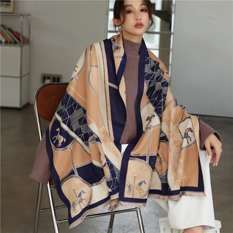 Long double-sided cashmere shawl scarf Inpluser