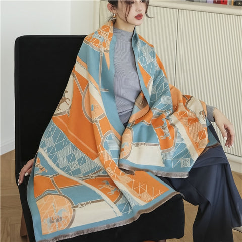 Long double-sided cashmere shawl scarf Inpluser