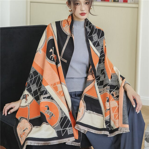 Long double-sided cashmere shawl scarf Inpluser