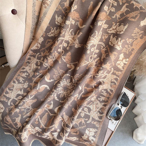 Long double-sided cashmere shawl scarf Inpluser