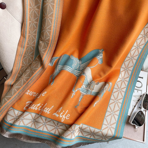 Long double-sided cashmere shawl scarf Inpluser