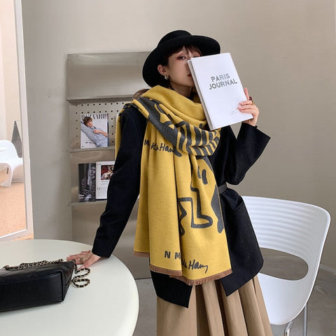 Long double-sided cashmere shawl scarf Inpluser