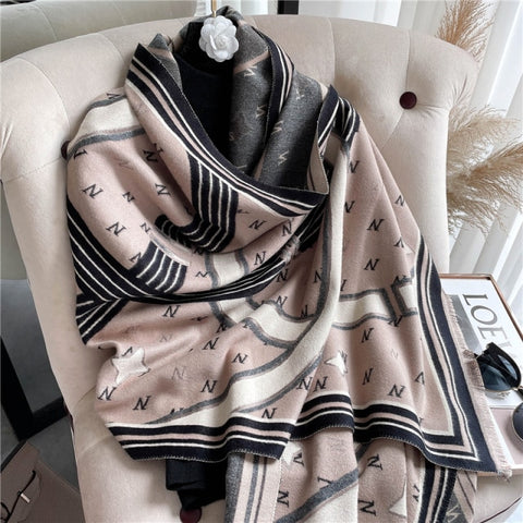 Long double-sided cashmere shawl scarf Inpluser