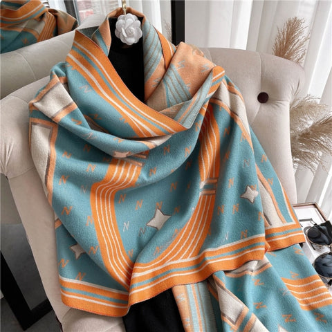 Long double-sided cashmere shawl scarf Inpluser