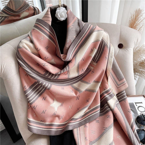 Long double-sided cashmere shawl scarf Inpluser