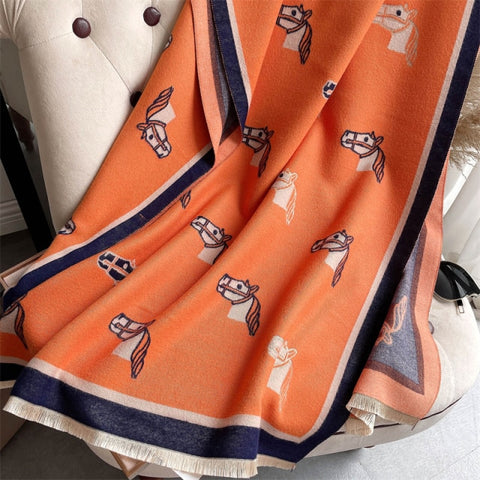 Long double-sided cashmere shawl scarf Inpluser