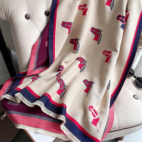 Long double-sided cashmere shawl scarf Inpluser