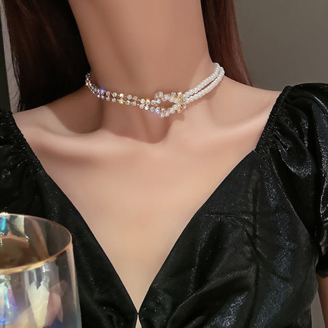 Multi-layer Sparkling Chain Choker Necklace For Women Jewelry Gift