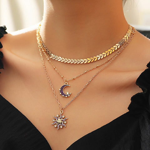 Multi-layer Sparkling Chain Choker Necklace For Women Jewelry Gift