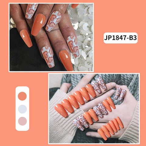 Long Coffin French Crystal Decorative False Nails Inpluser