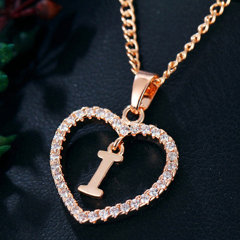 Womens Jewelry Heart Pendant 26 Letters Zircon Accessories