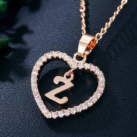 Womens Jewelry Heart Pendant 26 Letters Zircon Accessories