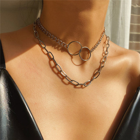 Simple Crystal Geometric Gold Pendant Necklace Set for Women