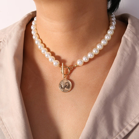 Simple Crystal Geometric Gold Pendant Necklace Set for Women