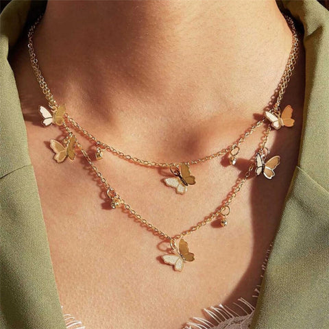 Simple Crystal Geometric Gold Pendant Necklace Set for Women