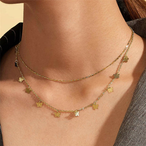 Simple Crystal Geometric Gold Pendant Necklace Set for Women