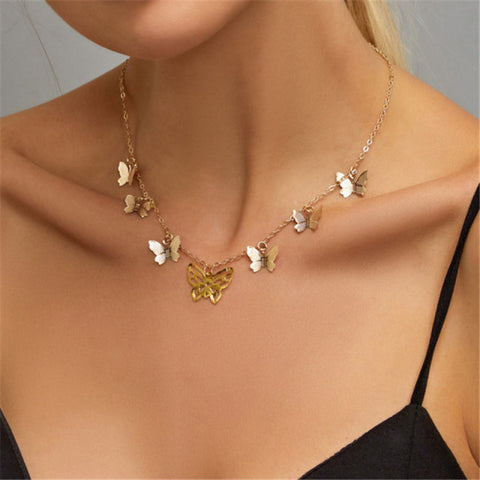 Simple Crystal Geometric Gold Pendant Necklace Set for Women