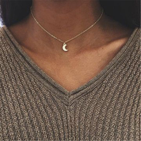 Simple Crystal Geometric Gold Pendant Necklace Set for Women