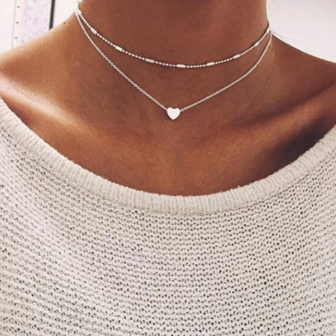 Simple Crystal Geometric Gold Pendant Necklace Set for Women