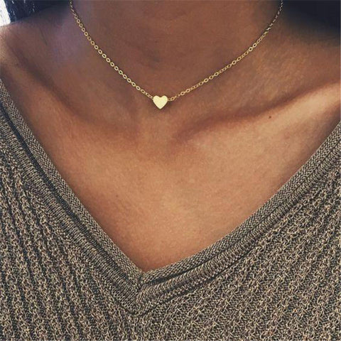 Simple Crystal Geometric Gold Pendant Necklace Set for Women