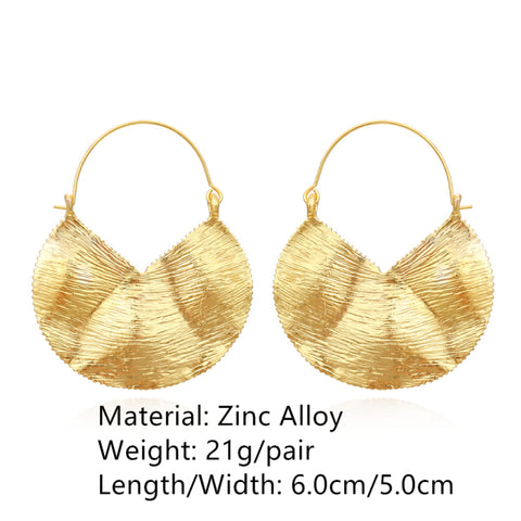 Retro Golden Metal Leaf Stud Earrings Geometric Irregular Plant Earring