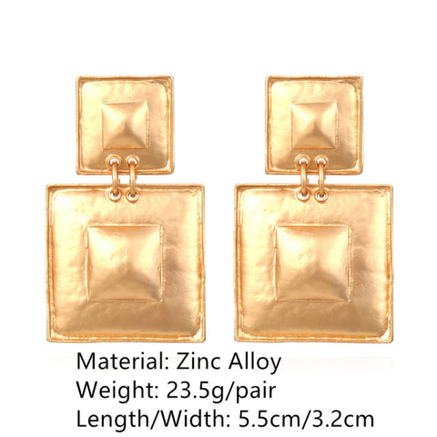 Retro Golden Metal Leaf Stud Earrings Geometric Irregular Plant Earring