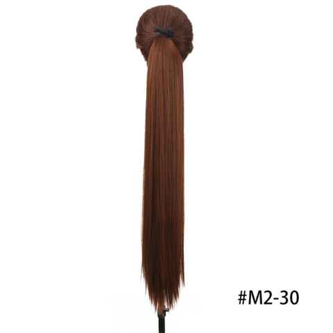 Synthetic Fiber Heat-Resistant Straight Hair With Ponytail Tail Wigs