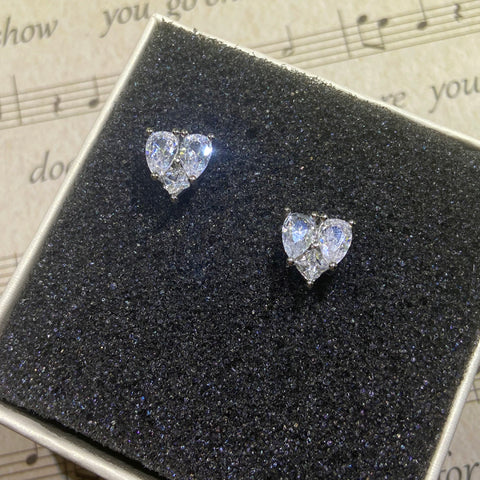 Sterling Silver Color Simple Round Bling CZ Zircon Stone Stud Earrings Fashion Jewelry