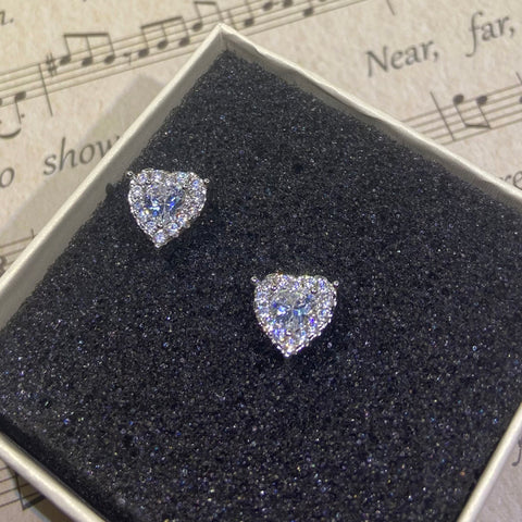 Sterling Silver Color Simple Round Bling CZ Zircon Stone Stud Earrings Fashion Jewelry