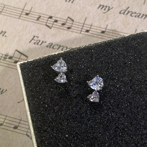 Sterling Silver Color Simple Round Bling CZ Zircon Stone Stud Earrings Fashion Jewelry