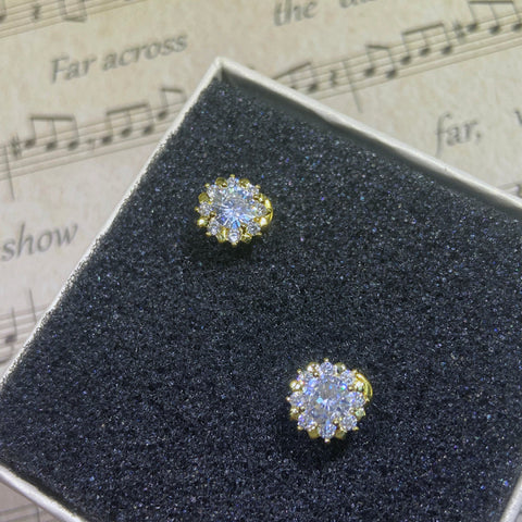 Sterling Silver Color Simple Round Bling CZ Zircon Stone Stud Earrings Fashion Jewelry