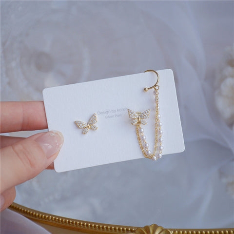 Korean Fashion Simple Butterfly Tassel Earrings For Girls
