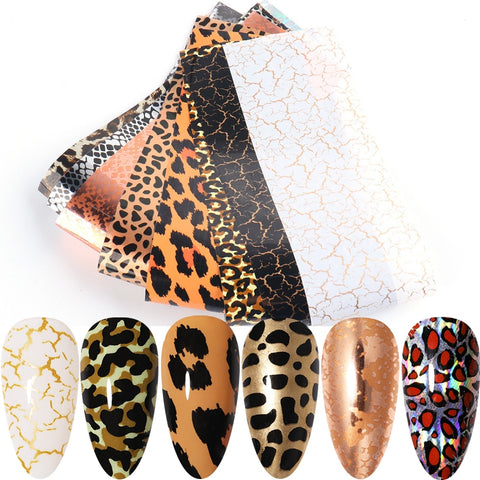 Leopard Wild Animal Skin Nail Foil Sticker Snake Print Nail Art Decoration Inpluser