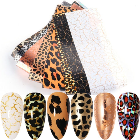 Leopard Wild Animal Skin Nail Foil Sticker Snake Print Nail Art Decoration Inpluser