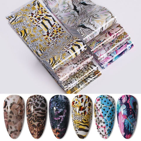 Leopard Wild Animal Skin Nail Foil Sticker Snake Print Nail Art Decoration Inpluser