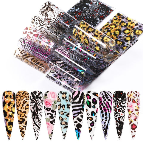 Leopard Wild Animal Skin Nail Foil Sticker Snake Print Nail Art Decoration Inpluser