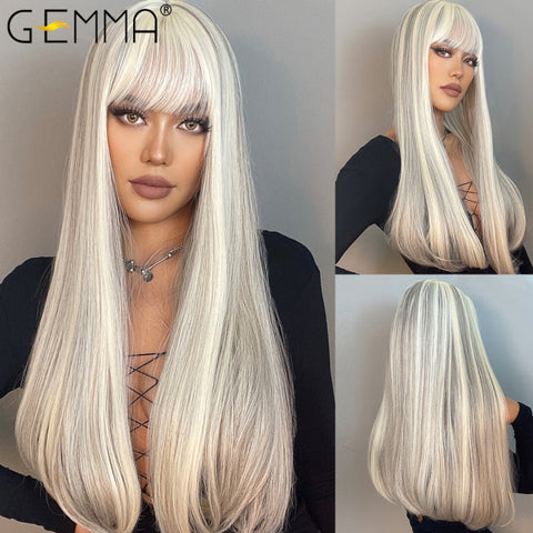 Long Straight Synthetic Wigs for Women Natural Wave Wigs