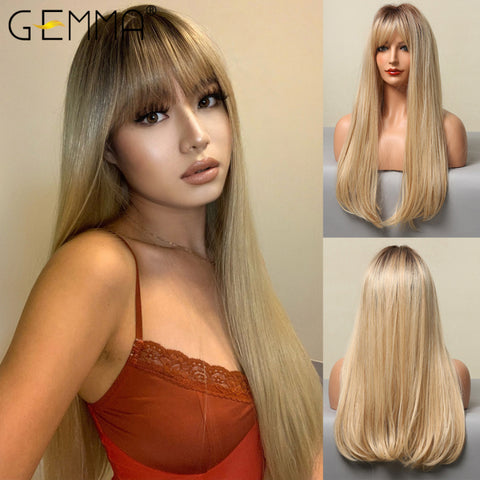 Long Straight Synthetic Wigs for Women Natural Wave Wigs